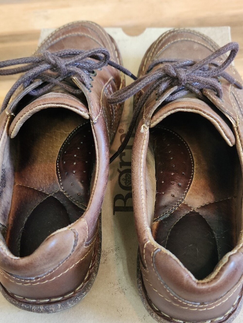 Born Womens Brown Leather Lace-Up Casual Sneakers - Picture 6 of 10
